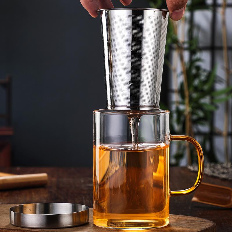 500ml Glass Cup Tea Mug Borosilicate Glass Tea Cup with Infuser and Lid Drinkware Home Office Mug for Tea Brewing Water Glass