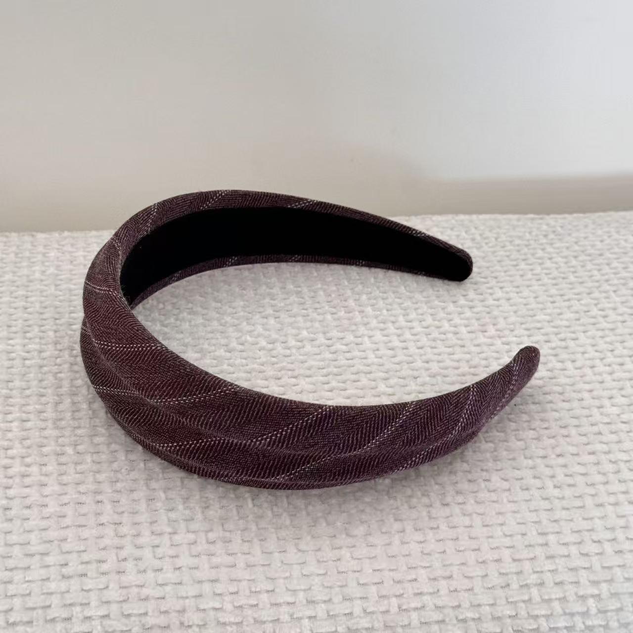 Корейская рельефная твиловая широкая повязка на голову