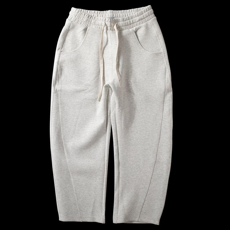 Men s Curved Hem Sweatpants 2025 Spring and Autumn New Trendy Street Style Gray Casual Pants Versatile Loose Straight-Leg Sports Pants White Ash M