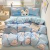 Class A Maternal Infant Grade Small Fresh Pure Cotton Abraded 4-Pcs Set, Skin-Friendly Bed Sheet Washed Cotton Quilt Cover, Dormitory 3-Piece Set