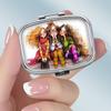 Tragbare Pillendose mit 2 Fächern, Mini-Metall-Medikamenten-Organizer-Etui, Niedlicher bedruckter Pillenbehälter für Vitamine, Pillen, Schmuck, Reisen, Tägliche Anwendung