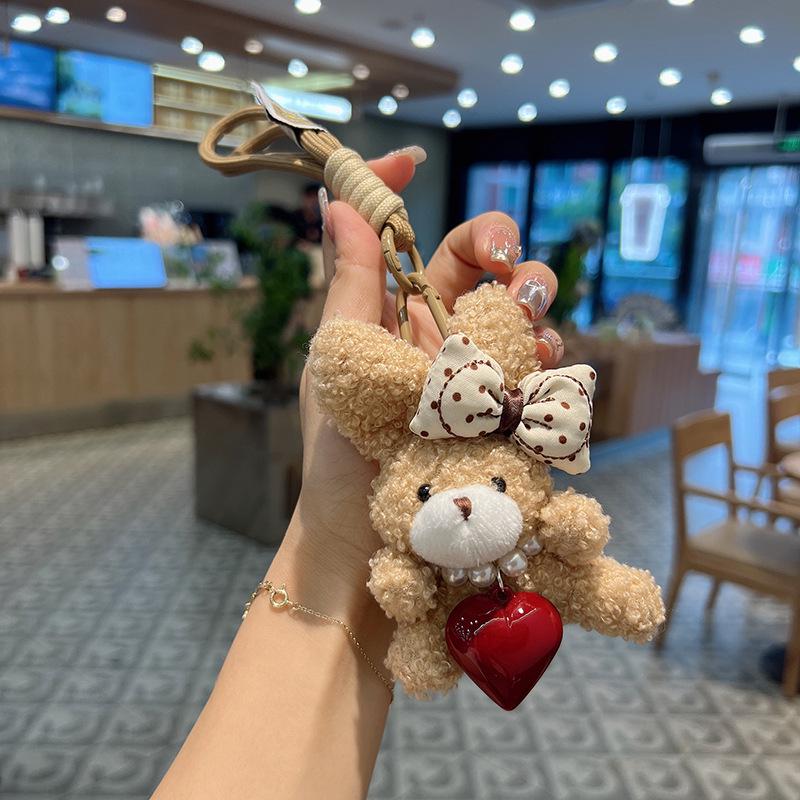 

Cute Bow Rabbit Plush Keychain - Cartoon Doll Car Keyring & Bag Pendant.