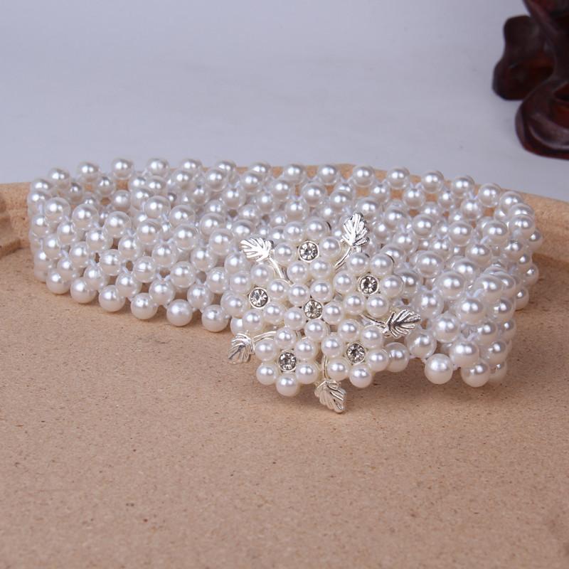 

Женский эластичный эластичный пояс-цепочка на талию с бусинами, декоративный пояс для платья с цветком, декоративный пояс-кушак, имитация жемчуга