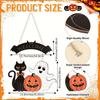 High Quality Halloween Decorative Wooden Sign with Black Cat, Pumpkin and Ghost - "Welcome" Design for Door Hanging