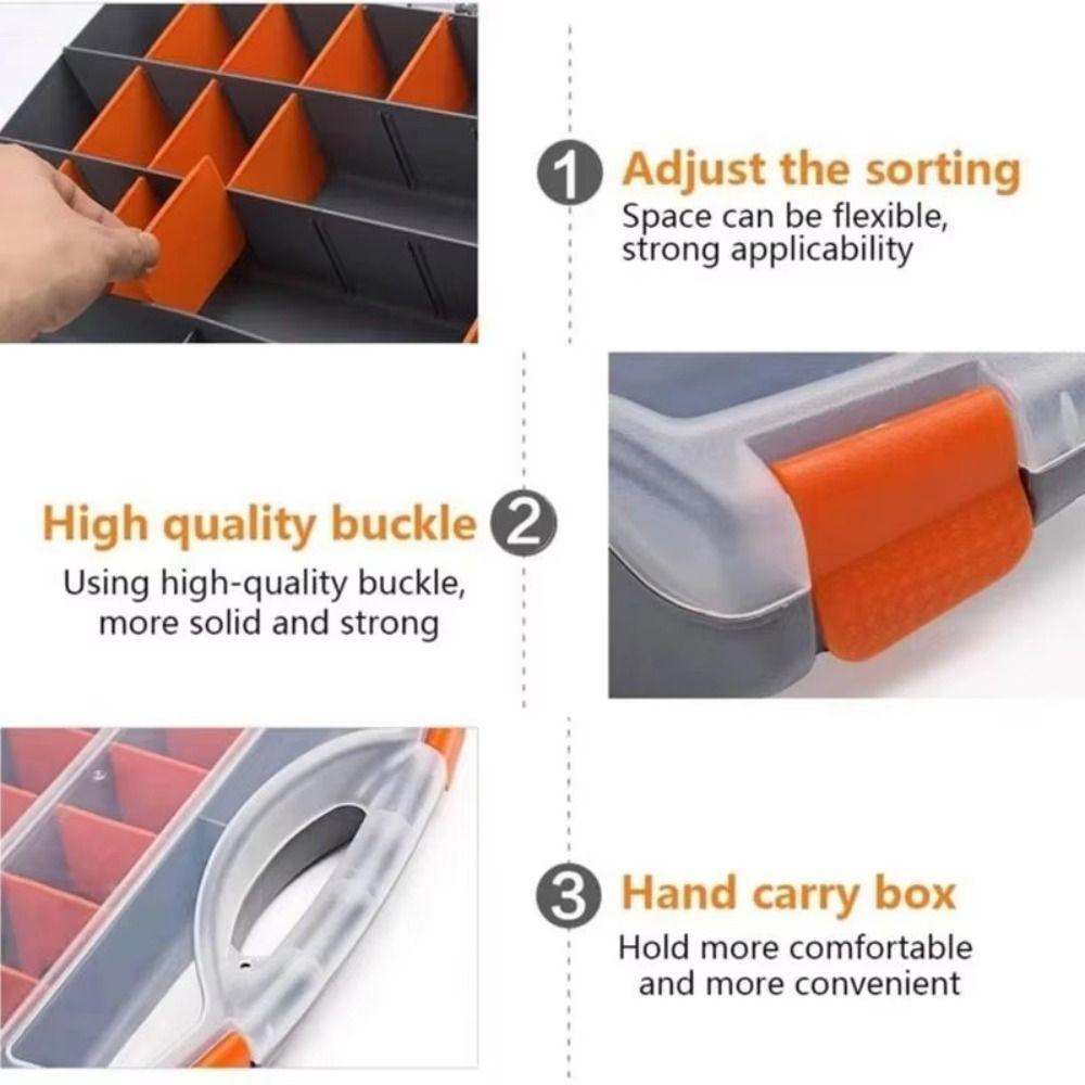 Adjustable Compartment Tool Box Organizer Plastic Hardware Parts Storage Case  Fastener