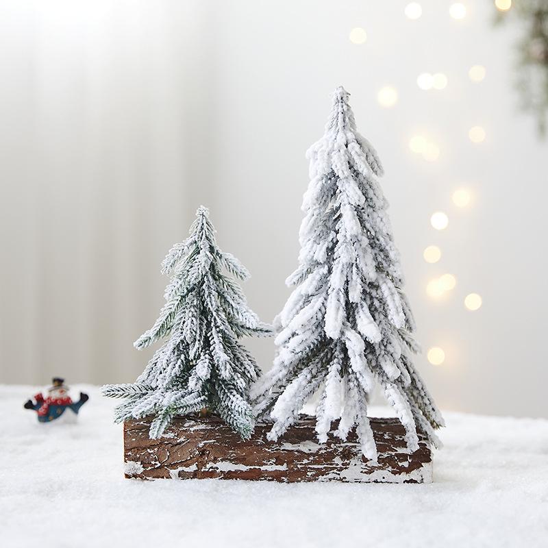 Mini Christmas Tree Snowing Ornament for Desktop Decoration
