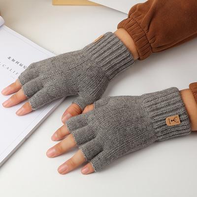Knitted Thick Thermal Half Finger Gloves Women Men Winter Outdoor Driving Fingerless Glove Touchscreen Mittens