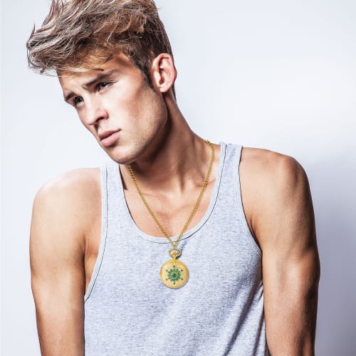 Retro Antique Gold Pocket Watch Necklace: Analog Display, Waterproof, Rhinestone, Petal Design, Pendant Watch, Pocket Watch with Sweater Chain, Golden