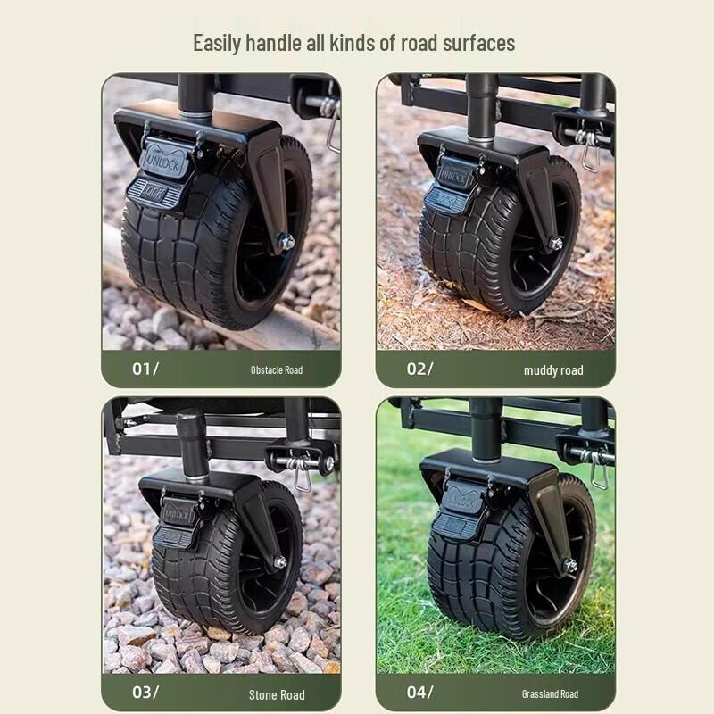 Foldable Outdoor Camping Wagon with Canopy and Table