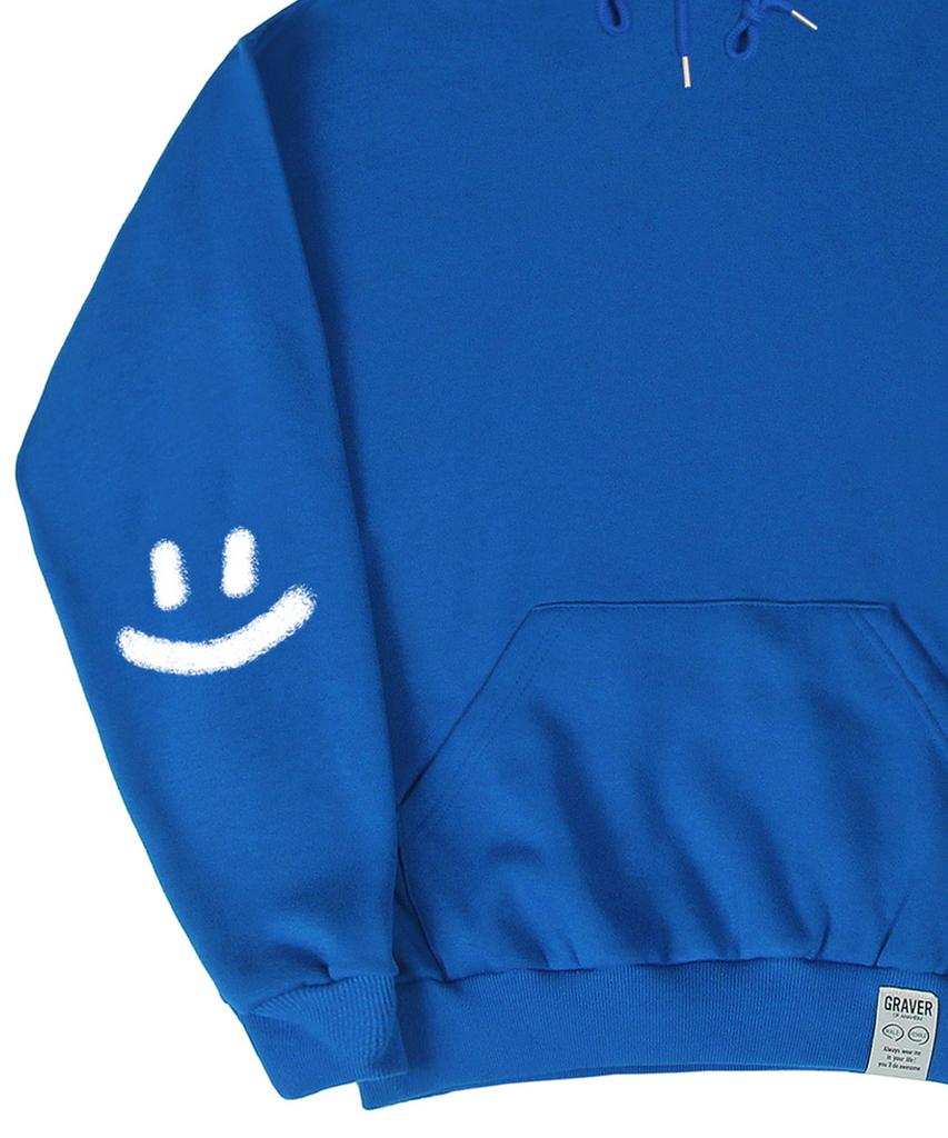[Unisex] Elbow Spray Smile Drawing Hoodie_Cobalt Blue