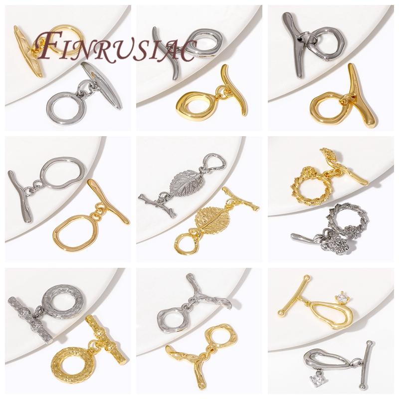 2/4Pcs OT Clasps Toggle Clasp For Jewelry 18K Real Gold Plated Bracelets Clasps Connector For DIY Jewelry Making Supplies