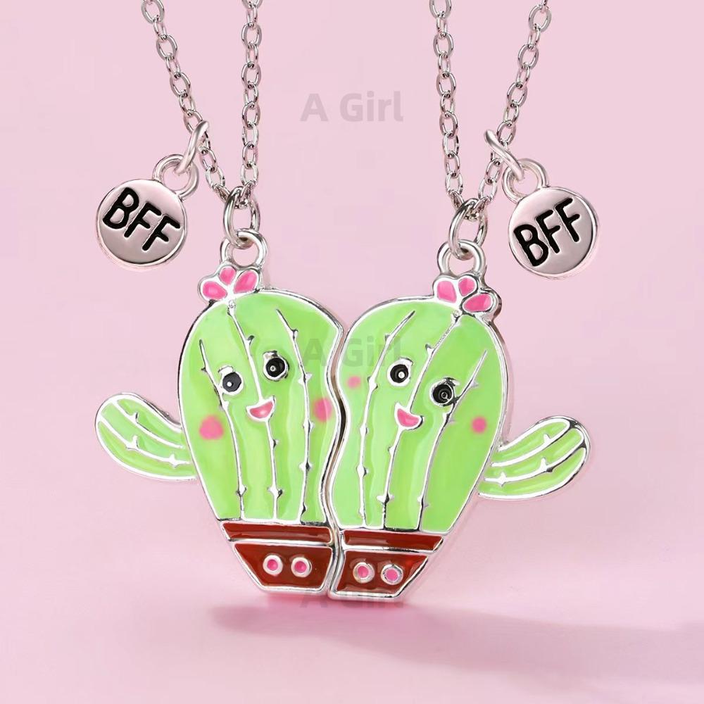 Ein Mädchen 2-teiliges Set Cartoon-Tier-Serie Einhorn Meerjungfrau Capybara Anhänger Beste Freundin Halskette BFF Freundschaft Schmuck Geschenke