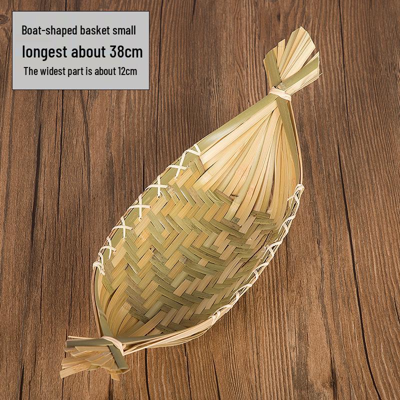 Handmade Bamboo Boat-Shaped Woven Fruit and Snack Storage Basket