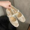 Ladies' Fashionable Flat, Round Toe Shallow Opening Mesh Fabric Breathable Soft-soled and Anti-slip Single Shoes 2025