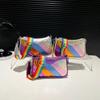 Fashion Rainbow PU Splicing Women's Crossbody Bag  New Lightweight Women's Shoulder Bag Versatile High Quality Crossbody Bag