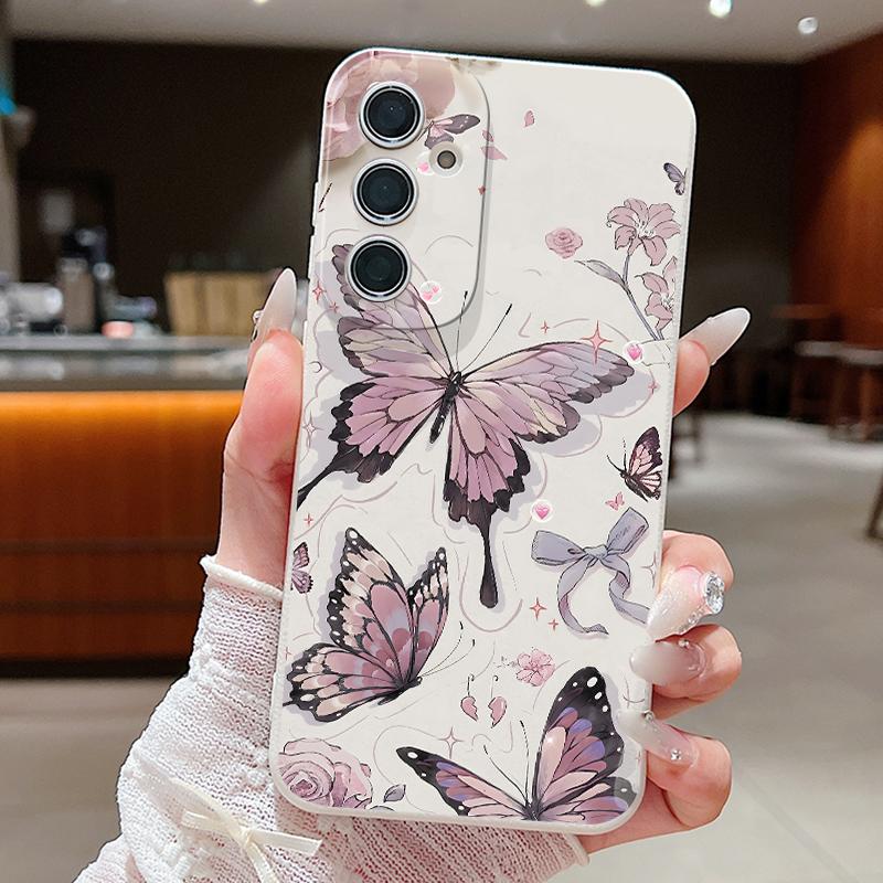 Colorful Butterfly Print Case For Samsung S26 Ultra S25 Edge S24 S23 Plus S22 S21 FE A15 A16 A17 A35 A36 A54 A55 A56 A57 5G Leather Texture Soft Cover