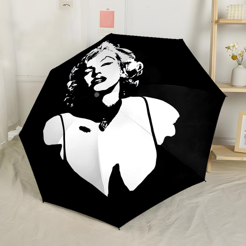 Marilyn Monroe Iconic Style Portable Automatic Umbrella Compact & Durable 8-Rib Design Sturdy Construction Travel Essential Compact Folding Umbrella