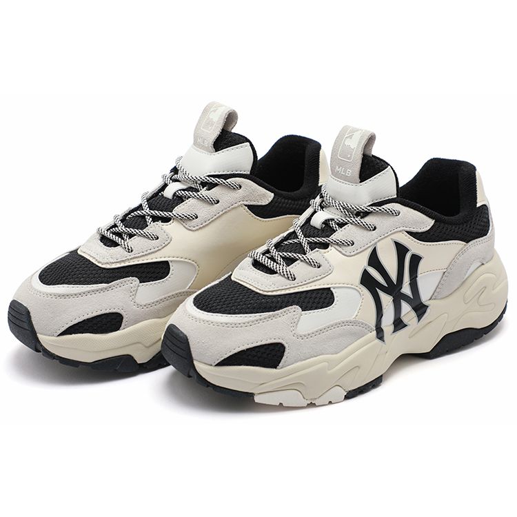 MLB Big Ball Chunky Faux Leather Thick Sole Shock Absorbing Height Increasing Low Top Dad Shoes Unisex Sneaker Black 3ASHC3S1N-50BKS