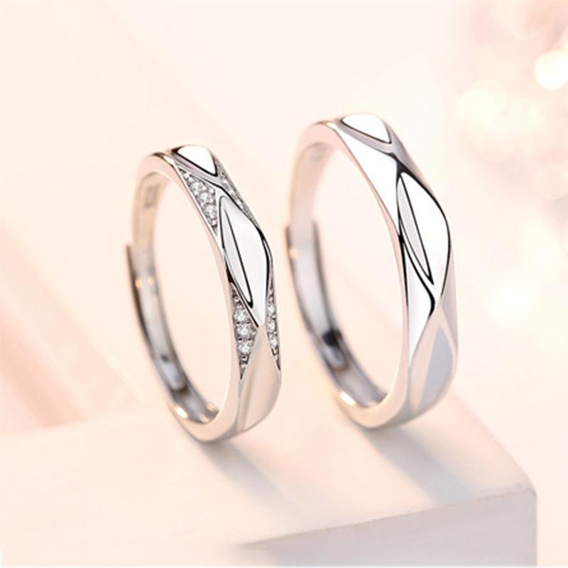 Promise Of Love Couple Rings Men And Women A Plain Minimalist Love Open Rings Fashionable Fashionable Minimalist Minimalist Diamond RingSimple Rings