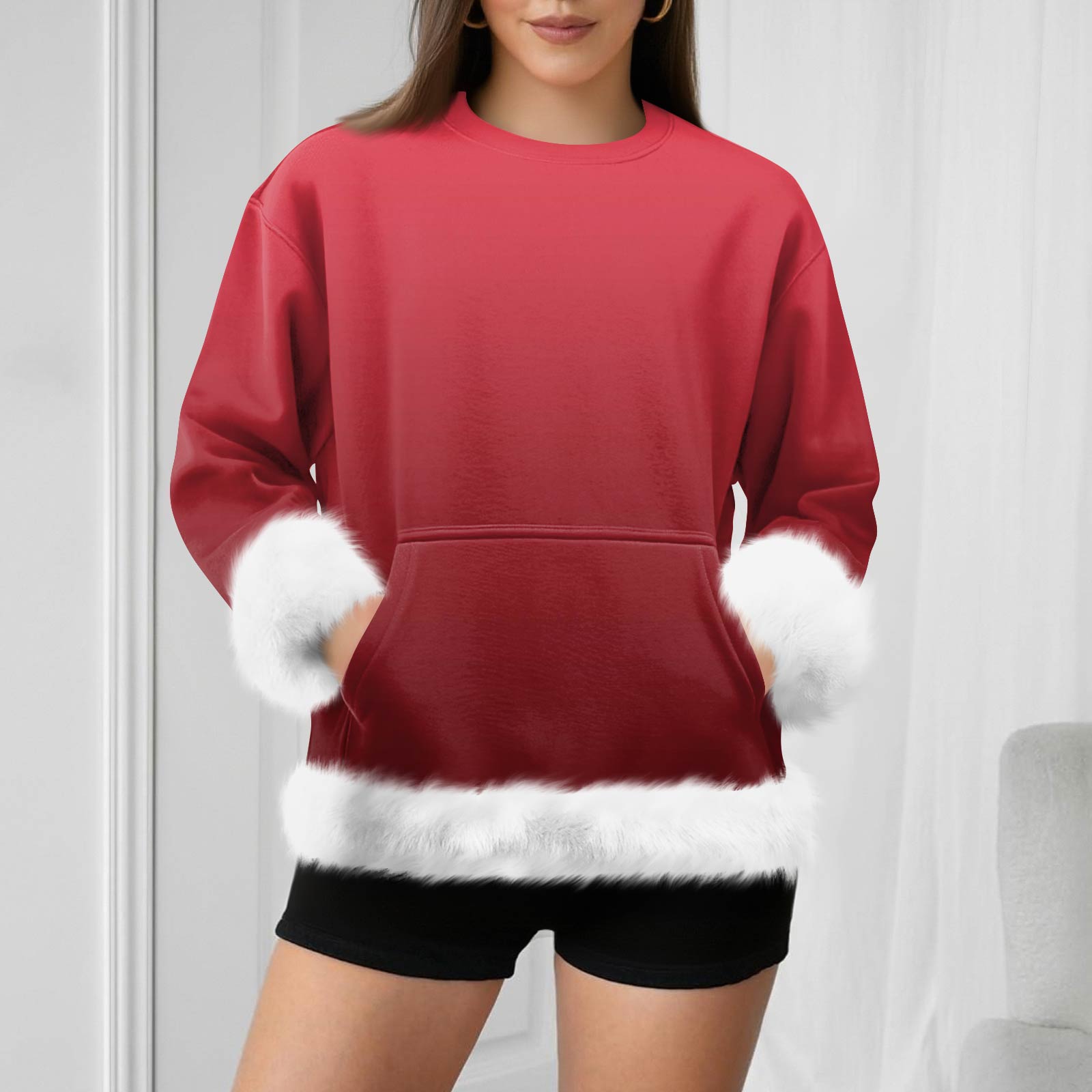 

Женский повседневный свитшот с длинными рукавами и градиентной расцветкой XXL красный