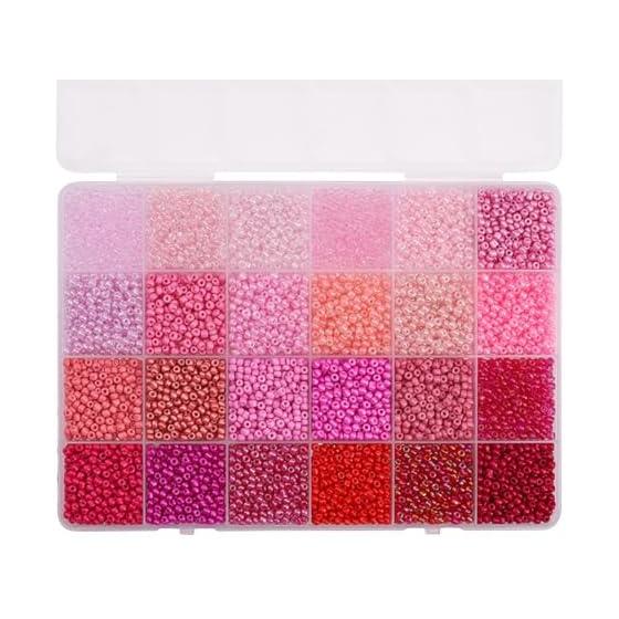 Glass Beads, Transparent Core, Bead Kit, Round Seed Beads, Accessory Kit, DIY Supplies, Crafts, Jewelry, Handmade Materials, Approximately 5,200