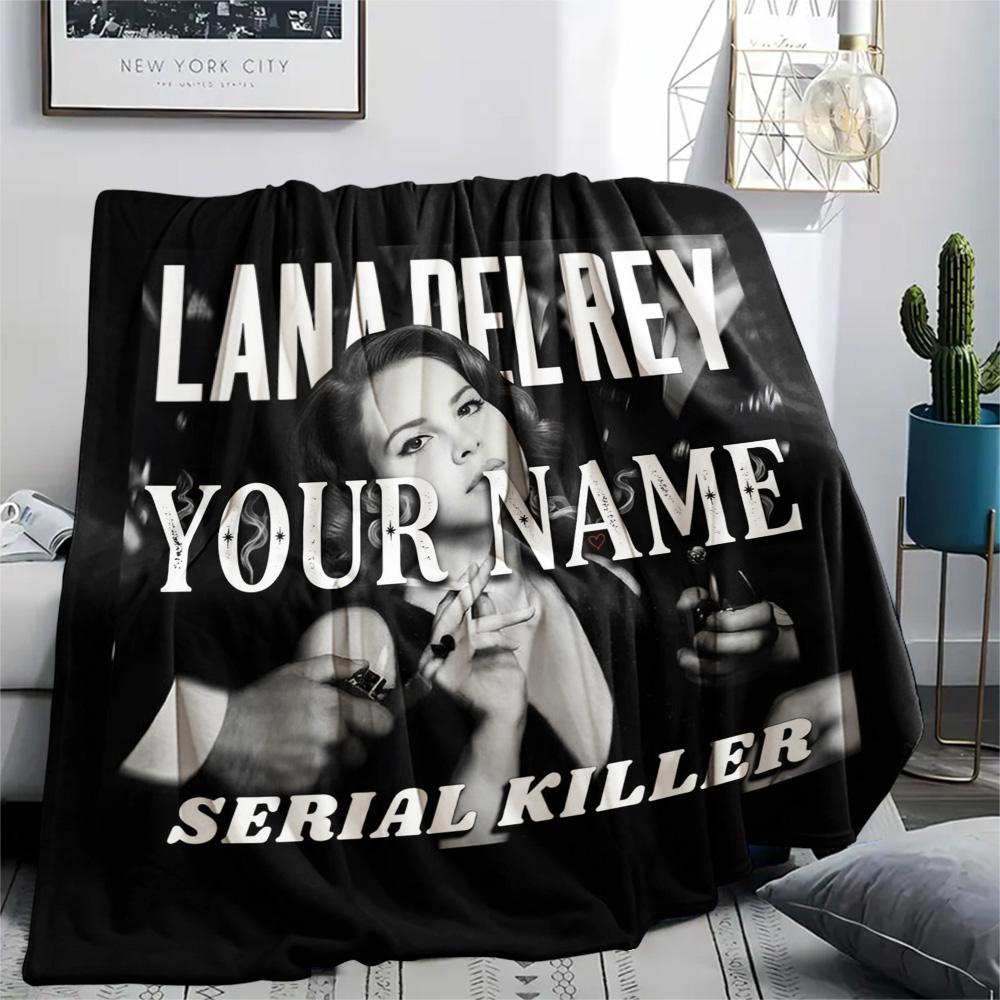 1PC Lana Del Rey Fan Art Custom Name Patterned Flannel Blanket Suitable For All Seasons For Home Decor Warmth And Comfort Gifts Holiday Present