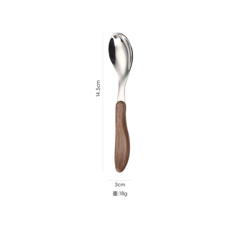 

Stainless Steel Spoon for Home Kitchen Tableware Dinnerware tool Dinner Dessert Rice Soup Spoons with Wood Grain Handle 1 pc