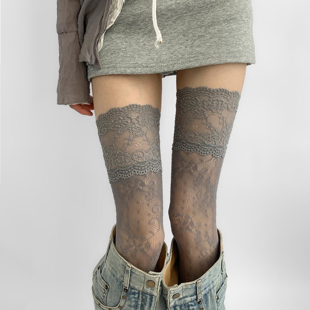 1/3Pairs Women Flower Lace Fishnet Thigh High Stockings Women'S Sexy Lace Floral Fishnet Stockings Over Knee Long Socks