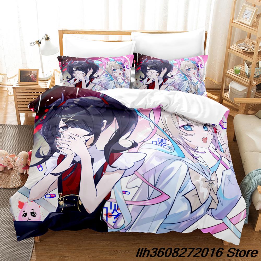 NEDY GIRL OVERDOSE Beding Set Single Twin Ful Quen King-Sized Dimensionsd Dimensions Bed Linen Set Adult People Kid Bedrom Thre-piece Suits Anime