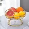 Wire Fruit Basket with Glass Tray Marble-Style Elevated Pedestal