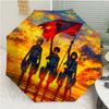 Attack On Titan Print Automatic Umbrella, 8 Rib Iron Frame, Plastic Handle, Suitable for Outdoor Travel &Daily , Ideal Gift