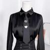 Fashionable Heart Pattern Zippers Ties Versatiles Black Loves Pattern Necktie for Various Styles