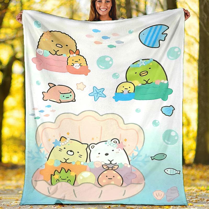 Sumikko Gurashi1 printed throw blanket—lightweight,soft,warm;versatile blanket for all seasons—perfect as &air-conditioning throw,nap blanket