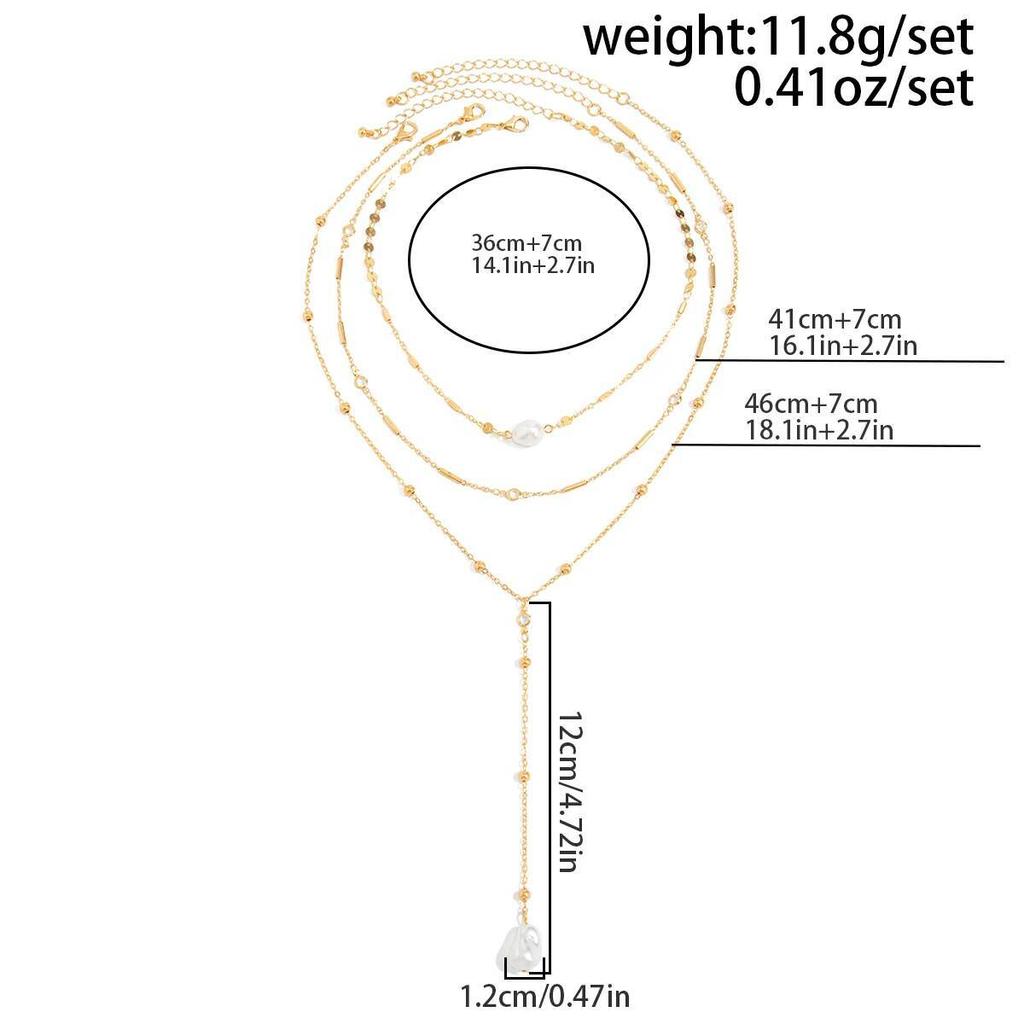 IngeSight.Z 3Pcs/Set Trendy Simple Imitation Pearl Pendant Necklace Women Sexy Exquisite Gold Color Long Chain Jewelry 2026 New