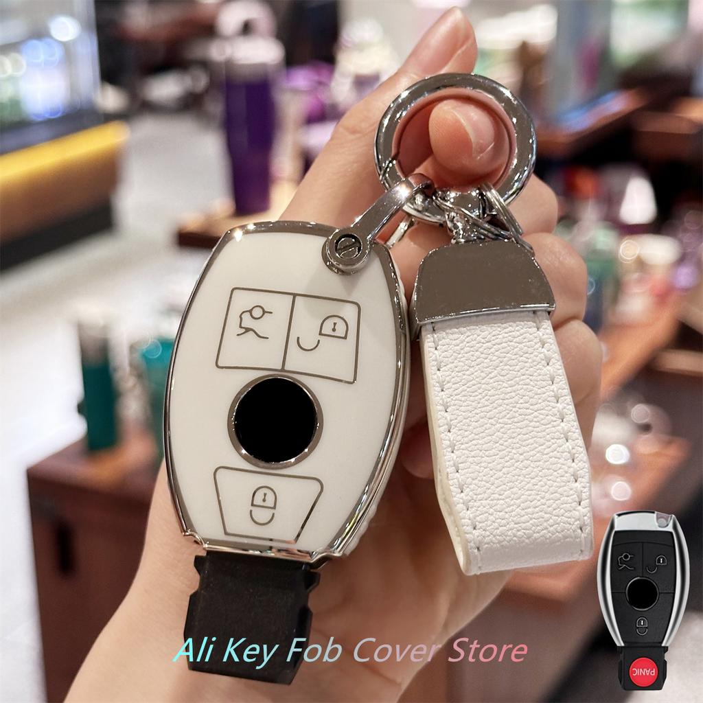 Key Fob Cover Leather Keychain for Mercedes Benz C E M S CLS CLA GLK GLA GLC GLE AMG Class Girly Cute TB7