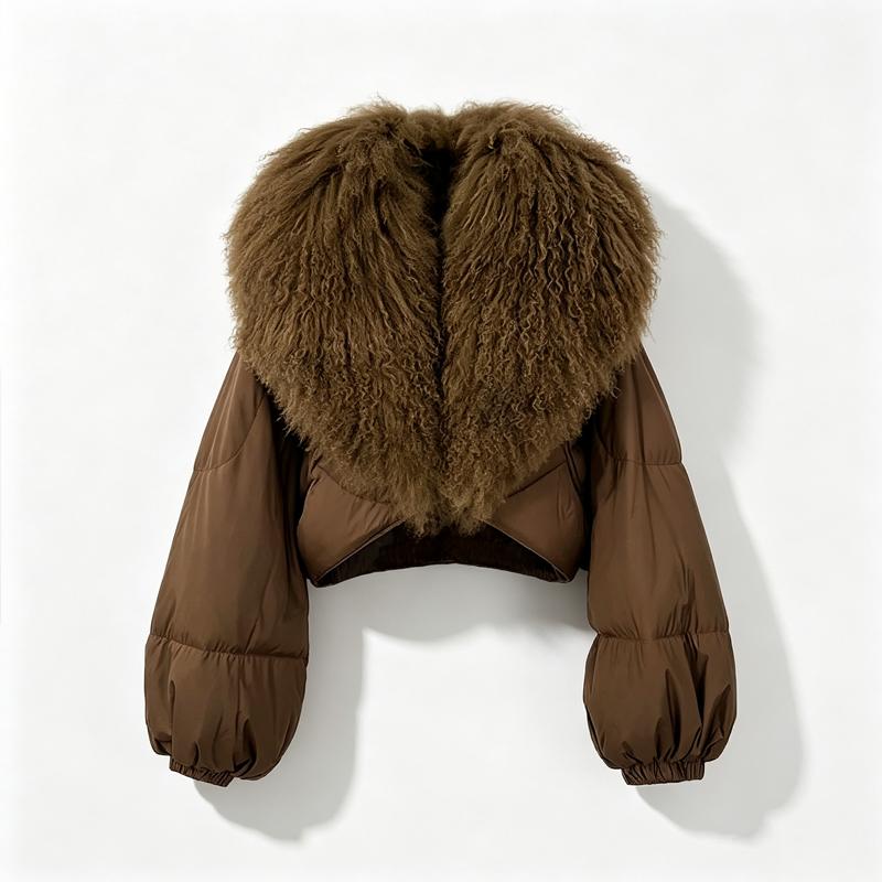 Women Cropped Puffer Jacket Large Fluffy