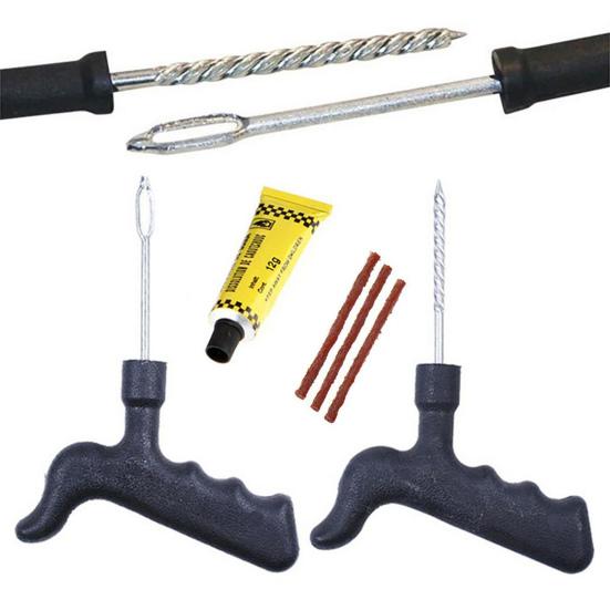 8Pcs/Set Car Tire Repair Tool Puncture Repair Thread Drill Rubber Strip Portable High Efficiency Quick Repairing Lightweight Scooter Motorcycle