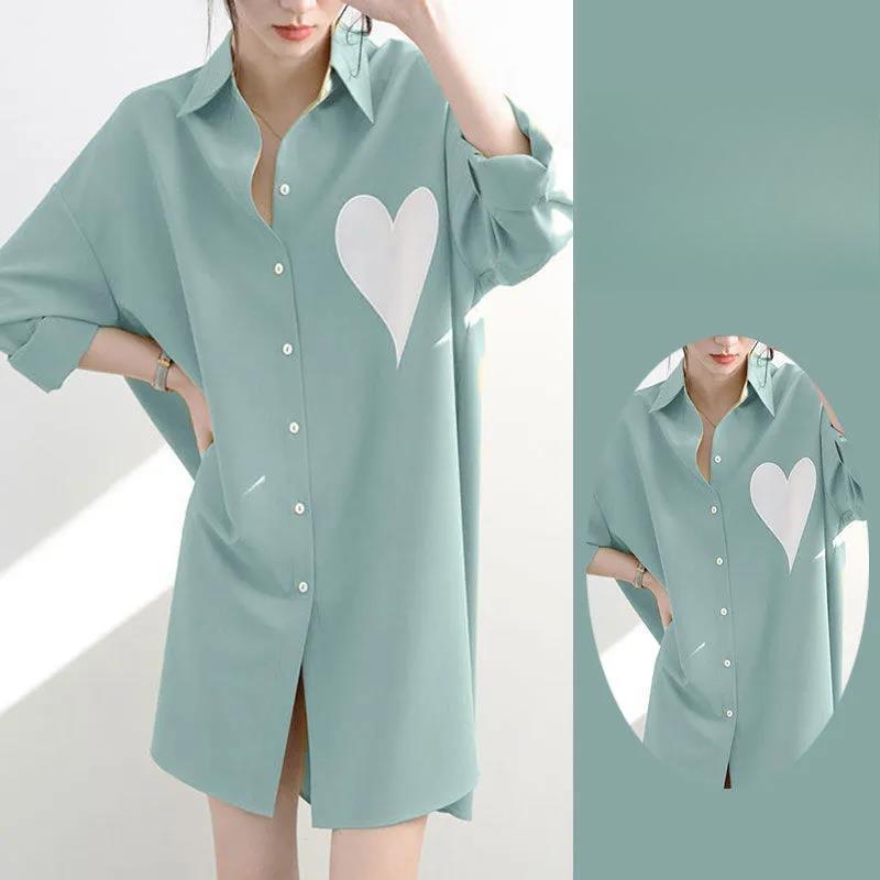 

Куртка-рубашка Love, женская, весна-лето, средней длины, свободная, повседневная куртка 3XL синий