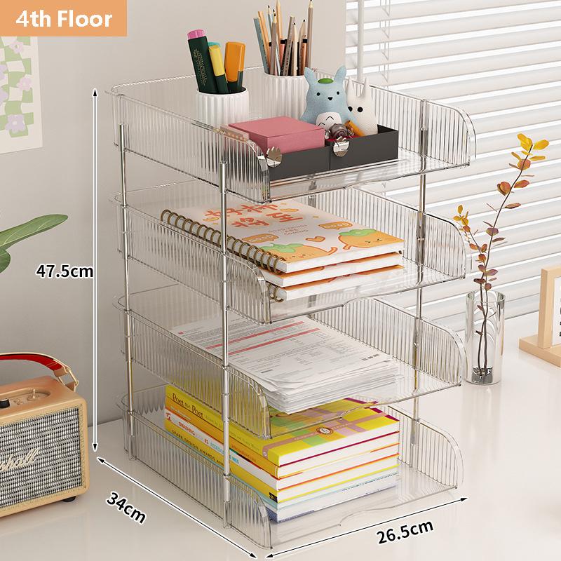 Desk Organizer 2/3/4 Tier Stackable Paper Letter Tray File Organizer Office Desk Organizer Transparent Desktop File Tray