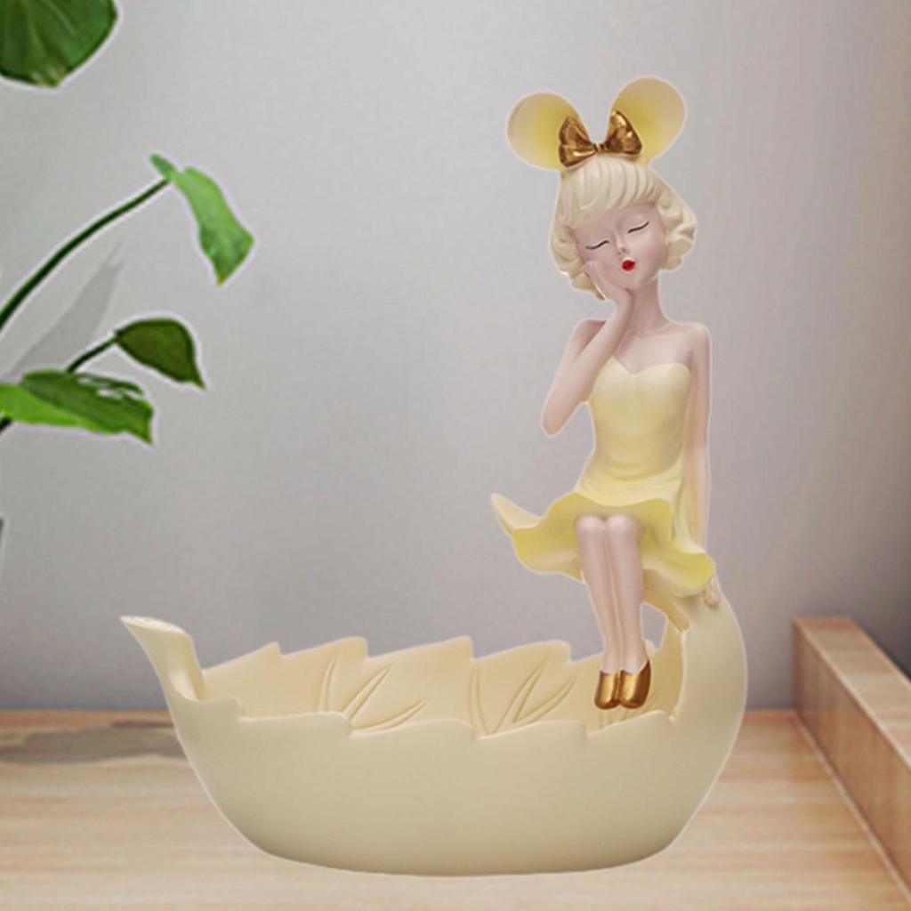 Schlüssel Schale Mädchen Figur Dekorative Schmuckschale für Eingang Schlafzimmer Eingangsbereich