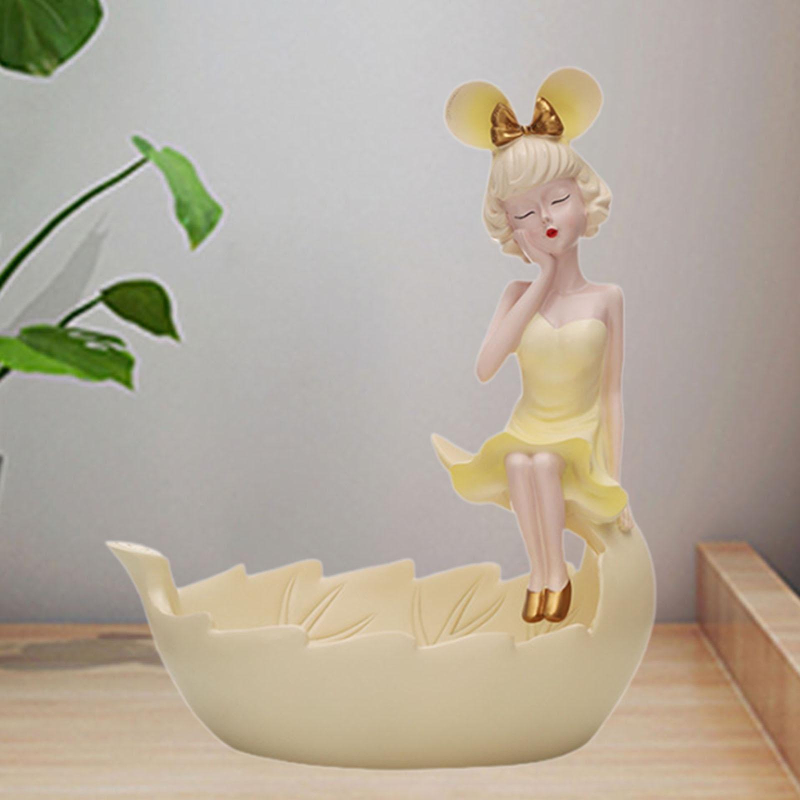 Чаша для ключей, фигурка девушки, декоративная безделушка, блюдо для входа в спальню, прихожую кремовый