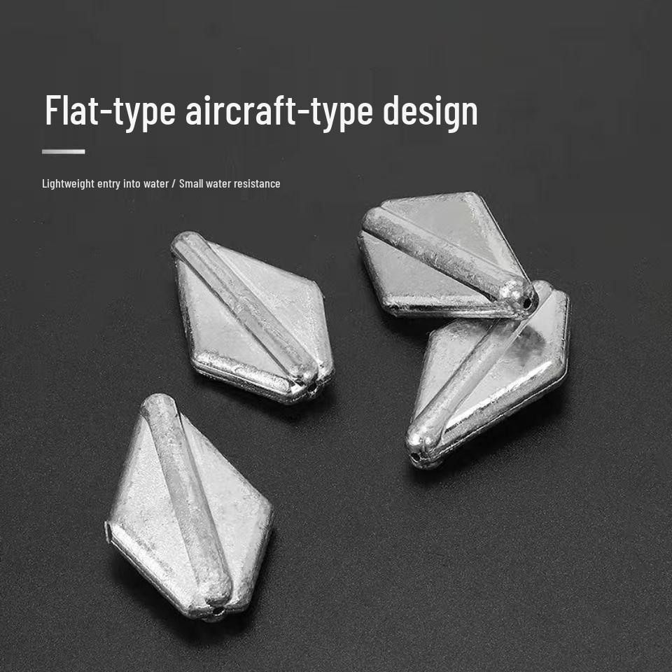 Aircraft-Shaped Plastic Core Lead Sinker, Hollow and Flat Design for Surf and Raft Rods, Long-Casting Fishing Gear