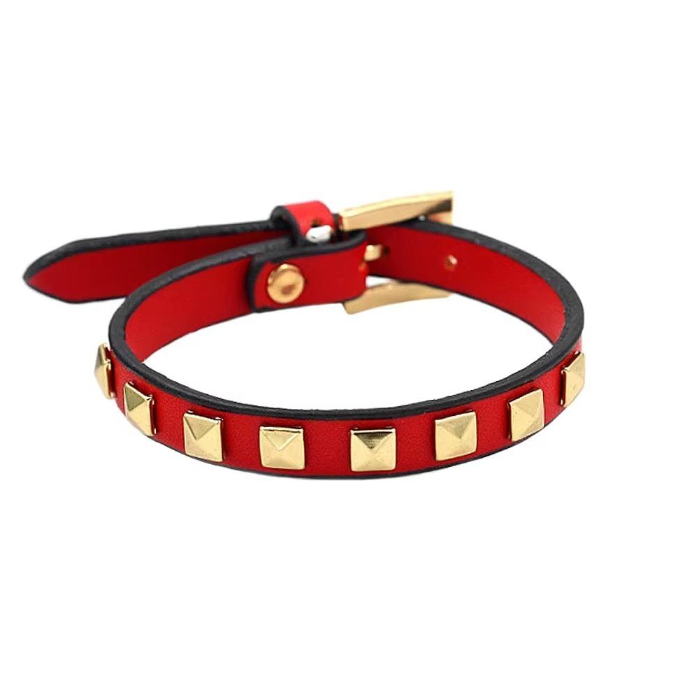 PU Leather Rivets Bracelet Square Rivets Single Ring Bracelet Leather Bracelets  Gift Jewelry