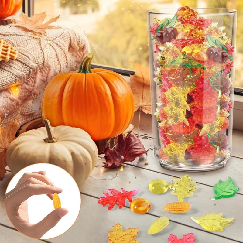 100Pcs Autumn Themed Vase Fillers Shatterproof Acrylic Decoration Piece For Fall Festival Thanksgiving Decorations