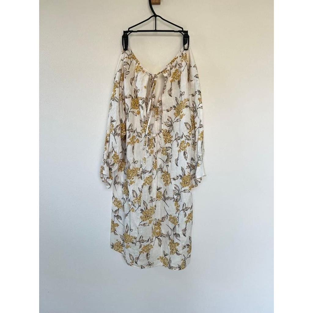 SLOBE IENA Lilas Print Tunic Blouse Cotton Linen Floral Pattern Free Size