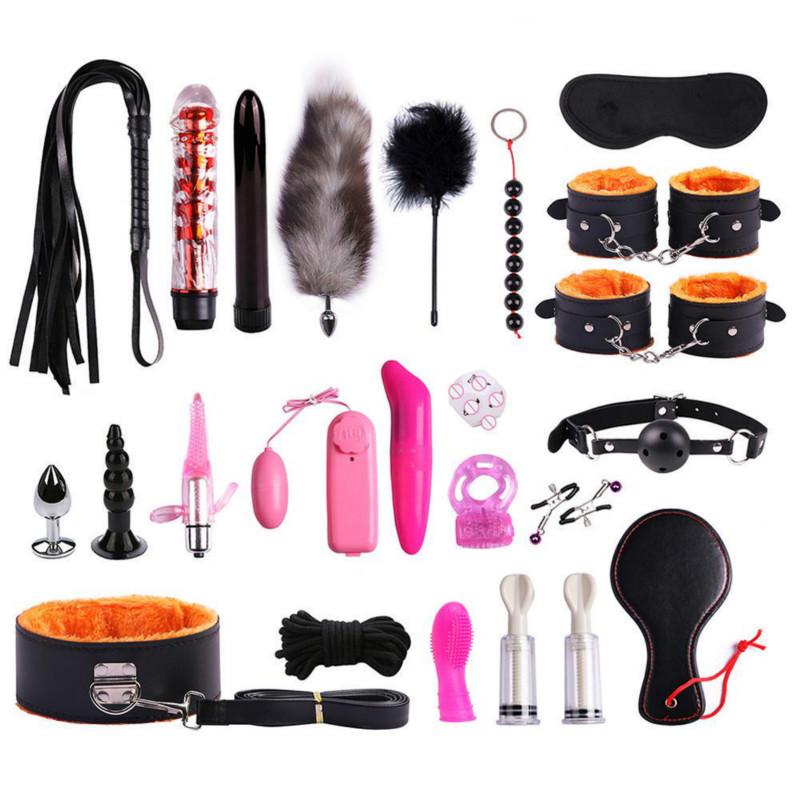SM Kit 23PCS PU Leather Plush Set Sexy Toy Suit Special Bundled Binding Set