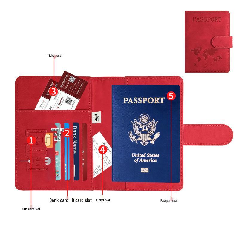Customizable PU Leather Anti-Magnetic Passport Holder with Magnetic Buckle and Enterprise Logo