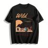 Wild And Free Mountain Hiker Graphic Outdoor Casual Tee Pure Cotton T-shirt