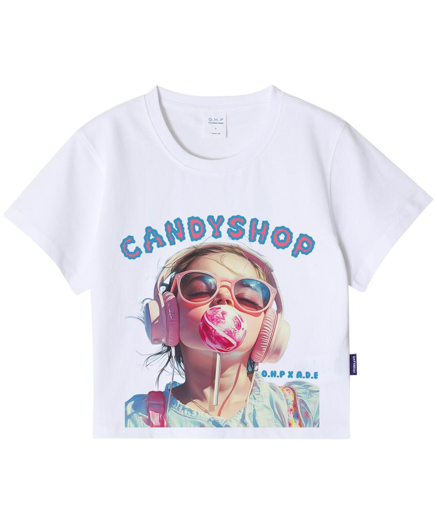ONEHUNDREDPERCENT FOR WOMAN Ohpxaidaeve4 Candy Girl Women Crop Short Sleeve Tee