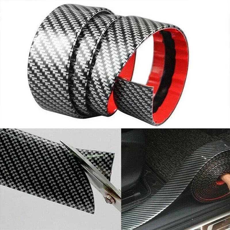 Carbon Fiber Car Stickers Doorsill Bumper Threshold Step Protector Guard Strip Sticker Anti Scratch Strips Film Universal